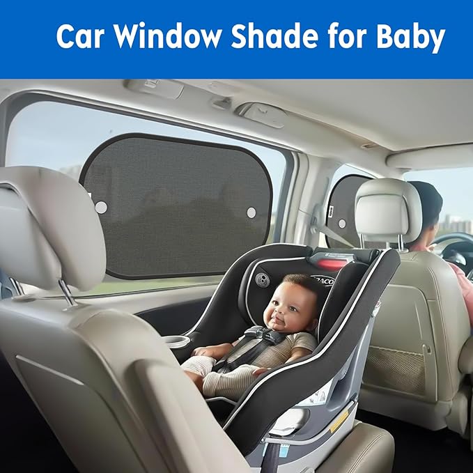 2026 New Upgrade Car Window Shades for Side Window(4 Pack),Car Window Shade for Baby with 8 Suction Cups,Sun Shade Side Window Can Blocks 99.98% UVR,Sun Shade for Window