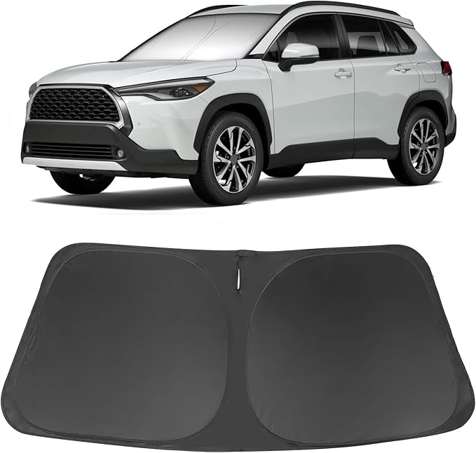 Windshield Sun Shade Custom Fit for 2022 2023 2024 2025 2026 Toyota Corolla Cross(Not for Corolla) Accessories Foldable Sunshade Sun Blocker Protect Car from Sun Rays & Heat Damage Keep Car Cooler