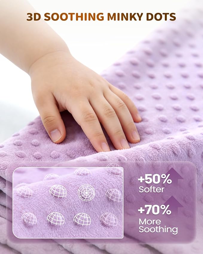 Memory Foam Kids Travel Pillow, Car Pillow for Kids, H-Shape Car Pillows for Sleeping, Removable Pillowcase, Adjustable, Velvet Dots, Purple