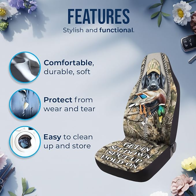 GENANY Duck Hunting Car Seat Covers Set of 2, Breathable Front Seat Covers for Truck Sedan SUV, Camouflage Car Accessories, Duck Hunting Gift for Women Men