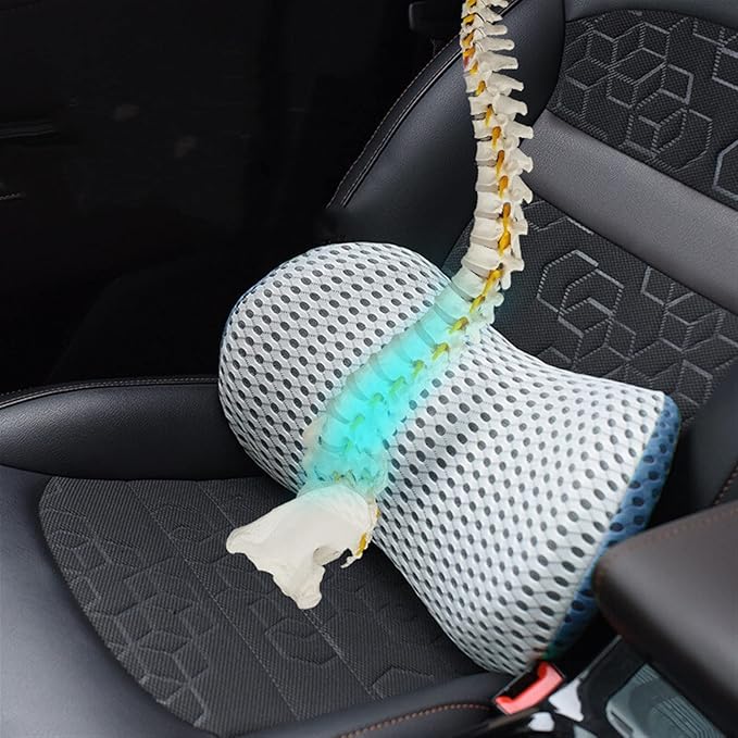 Lumbar Support Pillow for Car Seat, Mesh Office Chair Back Support Cushion, Ergonomic Back Pillows for Carseat,Office Chair,Desk,Wheelchair(Deep Gray)