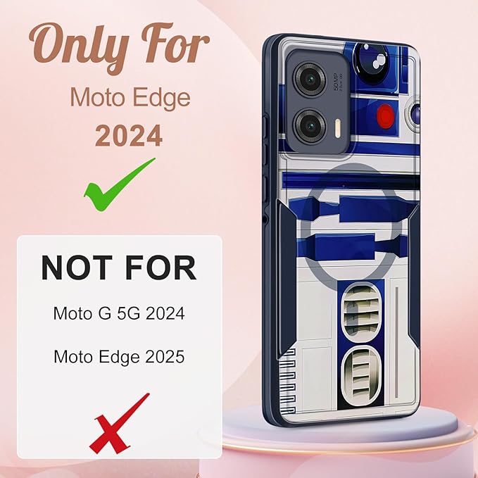 for Moto Edge 2024 Case - Compatible with MagSafe Women Girls Boys Cute Magnetic Protective Phone Cover Cool Blue Unique Heavy Duty Shockproof Design for Motorola Moto Edge 2024 Cases