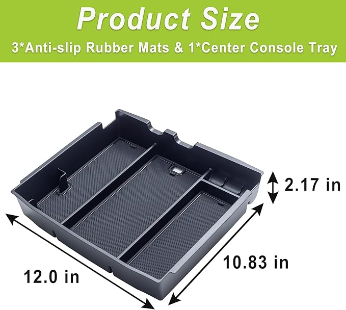 PIMCAR Full Center Console Organizer Tray for 2023-2026 Ford F250 F350 F450 F550 Super Duty, Truck Storage Insert with Non-Slip Pad (Full Console w/Bucket Seats ONLY) Not for Work Surface Console