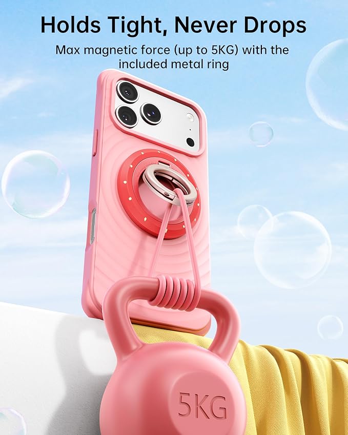 SYNCWIRE Magnetic Phone Ring Holder for MagSafe, 360° Rotation Dual Sided Magnet Grip Cell Phone Ring Stand Finger Kickstand Compatible with iPhone 17 16 15 14 13 12 Pro Max fits MagSafe