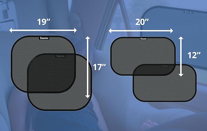 Car Sun Shades for Side and Rear Window (4 Pack) - Car Sunshade Protector - Protect Your Kids and Pets in the Back seat from Sun Glare and Heat. Blocks Over 98% of Harmful UV Rays - Easy to Install,