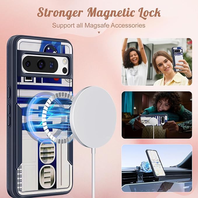 for Google Pixel 8 Pro Case - Compatible with MagSafe Women Girls Boys Cute Magnetic Protective Cover Cool Blue Unique Heavy Duty Shockproof Design for Google Pixel 8 Pro Phone Cases