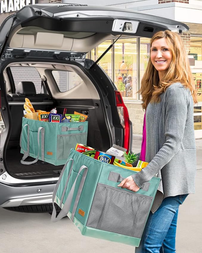 WONDAY Extra Large Utility Tote Bag - Standing Reusable Grocery Bag with Handle