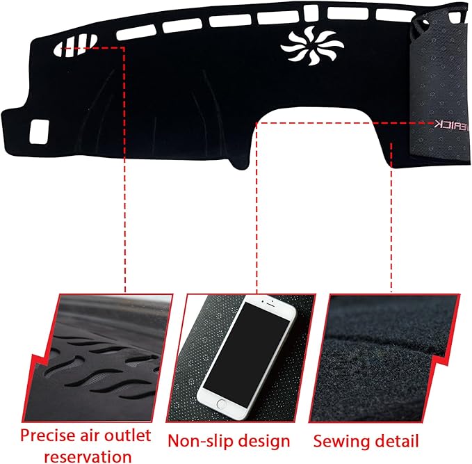 Dashboard Dash Board Cover Mat Pad Carpet Non-Slip Custom Compatible with Ford Maverick 2022 2023 2024 Protector Sunshield (Black Trim)