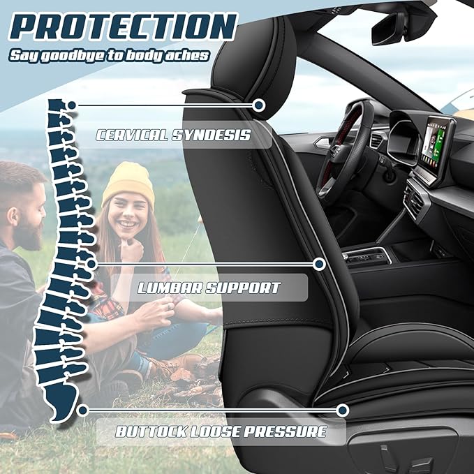 Car Seat Covers for Lexus ES 350 2007-2025, Premium Nappa Leather Car Seat Cover, Stylish Sport Seat Covers， Automobile Seat Cover Sets.(Standard 2 Seats/Pure Black)
