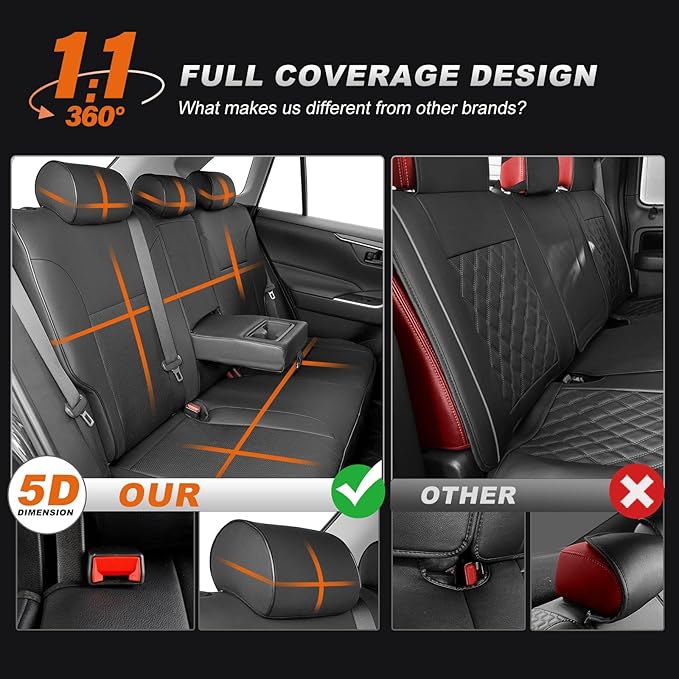 AOMSAZTO Custom Fit Seat Covers for Toyota RAV4: 2022 2023 2024 2025 SE Hybrid, 2019 2020 2021 2022 2023 2024 2025 Prime & XSE Hybrid - Full Set Waterproof Faux Leather (Black)
