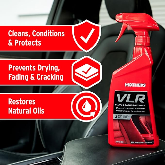 Mothers VLR Vinyl-Leather-Rubber Care, 24 oz. — Cleans, Conditions & Protects In One Step – pH Balanced Formula with Neatsfoot Oil & Lanolin To Protect Against Drying, Fading & Cracking (06524)