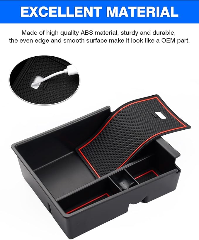 Autorder Center Console Organizer for 2022 2023 2024 Hyundai Tucson Accessories Armrest Storage Box Secondary Insert Tray with 2 Color Mats