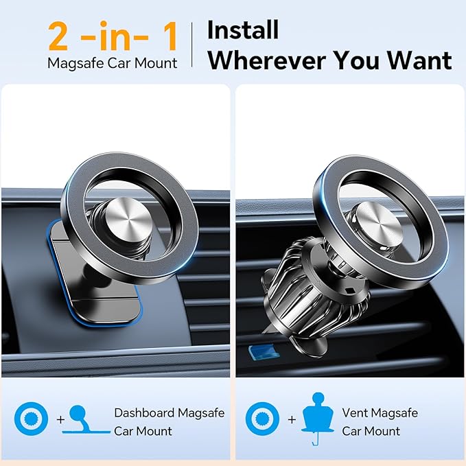 Coolpow for Magsafe Car Mount【20 Strong Magnets】Magnetic Phone Holder for Car Phone Holder Magnetic Phone Mount Dash Air Vent Cell Phone Holders for Your Car Mount for iphone 17 Pro Max 16 15 14 13 12