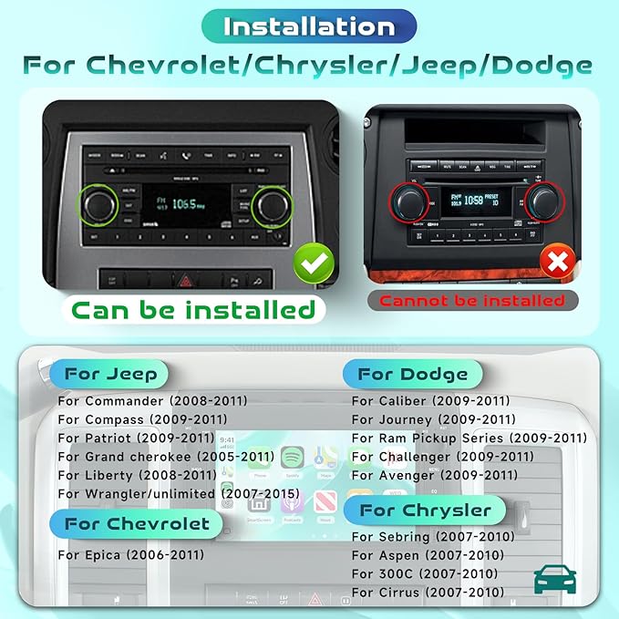 [Type-C+USB/4G+64G] Car Radio for Dodge Ram 1500/2500/3500 2009-2012 Jeep Wrangler 2007-2018 with Wireless CarPlay Android Auto, 7 Inch Android 15 Car Stereo with GPS Bluetooth 5.0 WiFi Backup Camera