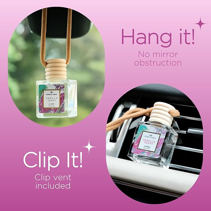 Honestly Margo Vanilla Taffy Car Diffuser Air Freshener (0.34 Fl Oz, Pack of 1) – Stylish Scent Diffuser with Perfume – Must-Have Essentials for Women, Car Fresheners Long Lasting for a Fresh Drive