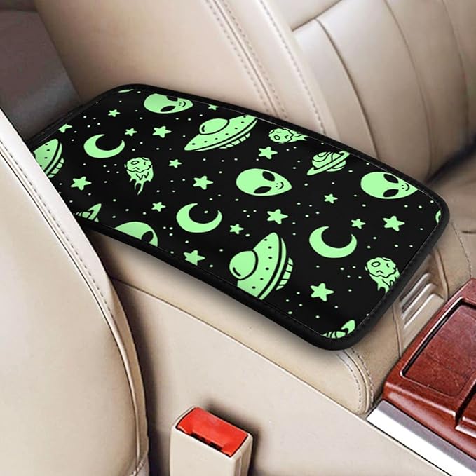 SEAEAGLE Alien Pattern Car handrail Box Cushion Vehicle Center Console Armrest Cover Pad Soft Comfort Universal Fit
