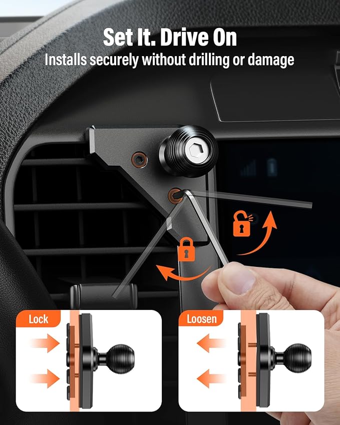 APPS2Car Magnetic Car Mount for Ford F-150 2021-2026 Air Vent Phone Mount, MagSafe Strong Magnet Holder, Metal Socket Arm - No Shake, No Block Airflow, No View Drop