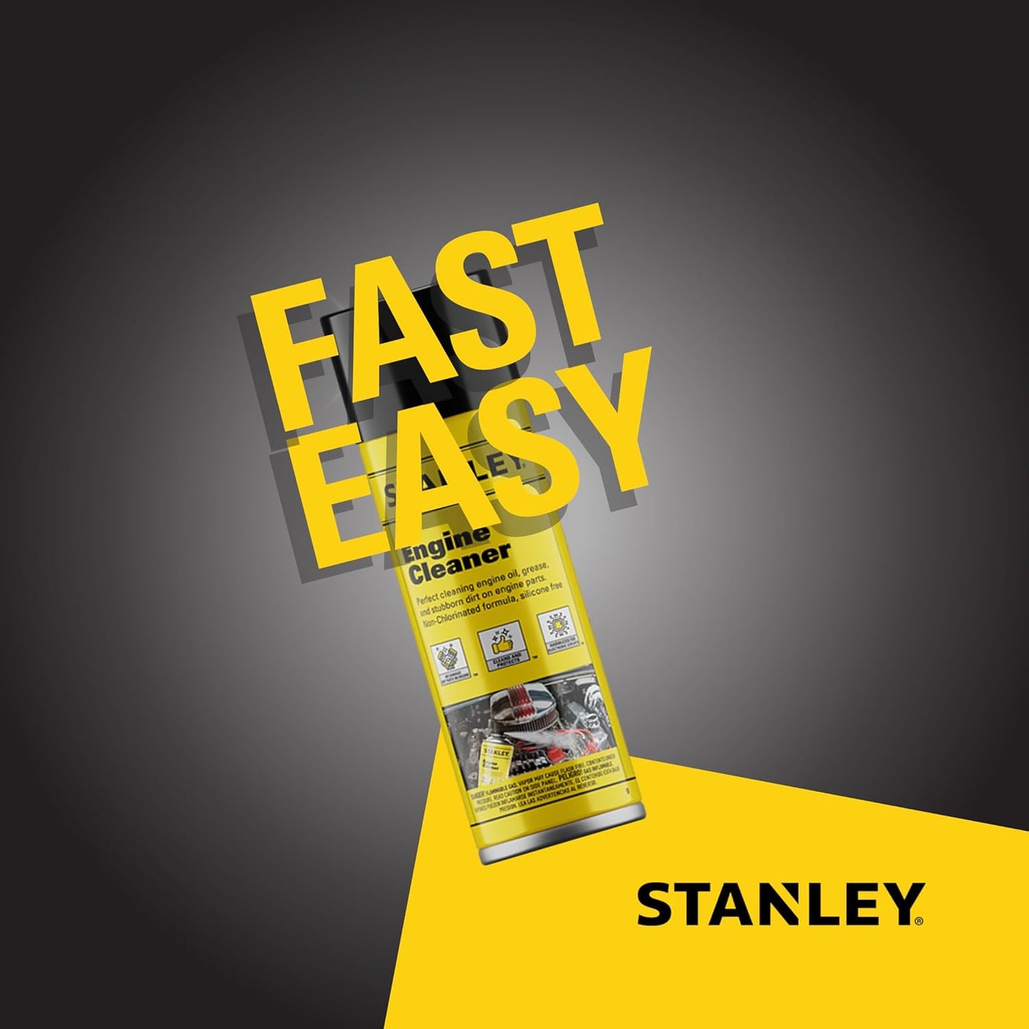 STANLEY AP 92 Engine Cleaner Spray - 12x12 Fl. oz., Automotive Degreaser Spray,Use for Tight Spaces, Non-corrosive - 1 Pack