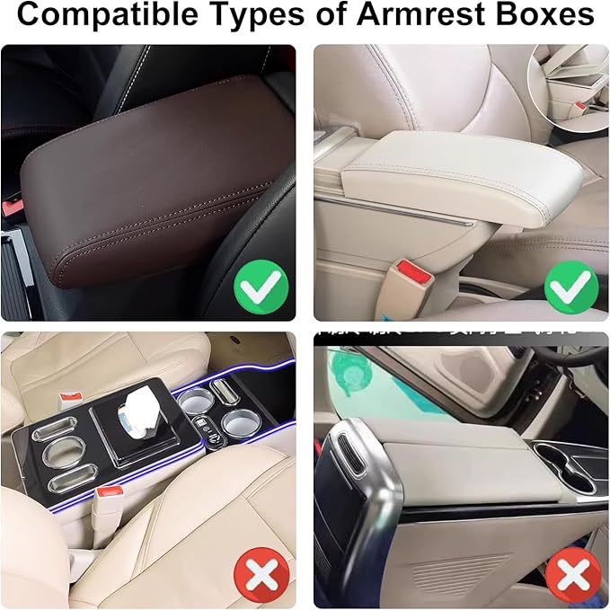 NBTEPEM Bling Car Center Console Cover, Leather Car Arm Rest Cover Cushion with 2 Storage Bags, Universal Auto Armrest Protector Storage Box, Bling Accessories Interior for Most Vehicles (Green)