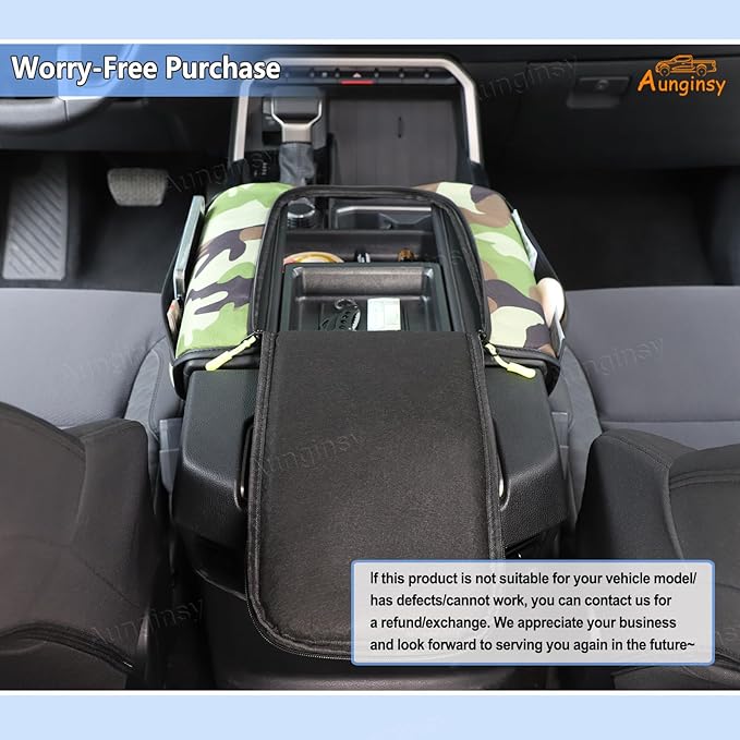 Upgrade Center Console Armrest Cover Compatible with Toyota Tundra 2022+ Sequoia 2023+ Leather Middle Console Cushion Lid Pad Anti-Scratch Armrest Seat Box Cover With Pocket Storage Bag Accessories