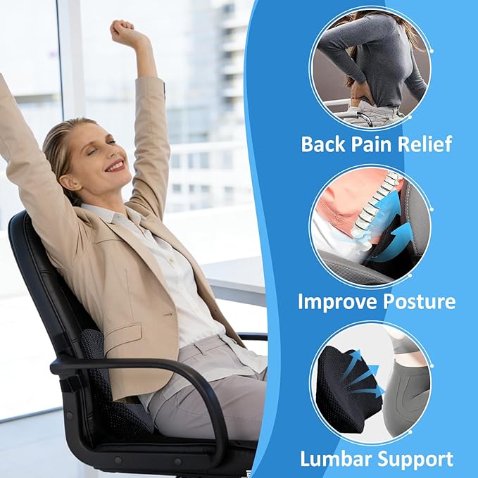 Wedge Car Seat Cushion, Memory Foam Car Truck Coccyx Seat Pillow for Driving - Sciatica and Back Pain Relief - Heightening Wedge Cushions for Car Driver Office Lumbar Tailbone Support