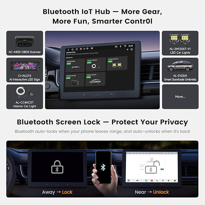 A7 10.1" QLED Android Double Din Car Stereo, 4G LTE/Wi-Fi/USB, SPDIF/DSP/4V RCA, Wireless Android Auto & CarPlay, AI DriveChat, HDMI-in/Out, GPS Tracking & Parking Monitor, S8 Gen4
