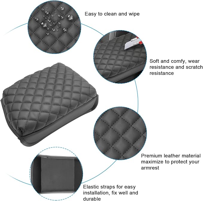 SXCY for 2024 2025 2026 VW Taos Armrest Cover for Volkswagen Taos 2024 2025 2026 Accessories 2022 2023 2024 2025 2026 Taos Center Console Cover 2024-2026 Taos Middle Console Cover (Black Leather Pad)