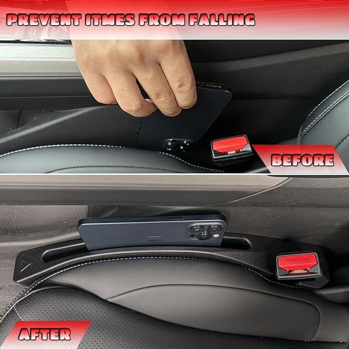 Toyota Camry Seat Gap Filler, Car Seat Gap Filler Organizer Stop Things from Dropping Customized Interior Accessories for Toyota, Black Pack of 2