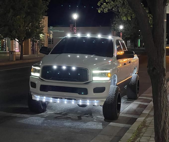 iJDMTOY 20pc Set Xenon White LED Front Bumper Valance Accent Running Light Kit/LED Air Dam Light Kit, Compatible with Dodge/Chevy/GMC HD, Ford Super Duty Trucks or Semi Trucks