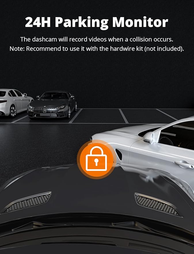 Kingslim D4 Dual Dash Cam with Built-in WiFi GPS, Front 4K/2.5K Rear 1080P for Cars , 3" IPS Touchscreen 170° FOV Dashboard Camera with Sony Starvis Sensor, Support 256GB Max