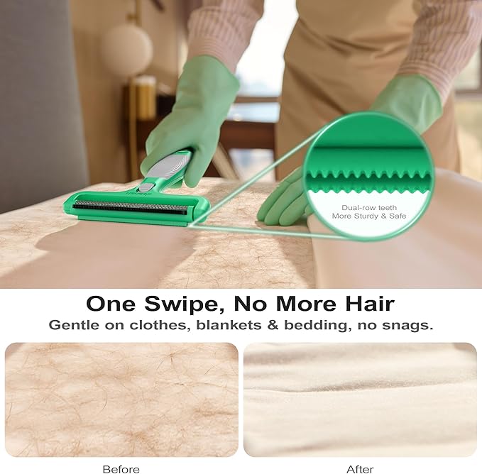4-in-1 Pet Hair Remover & Lint Tool, Reusable Carpet Cleaner for Dog & Cat Fur - Safe for Couch, Clothes, Rugs & Car Mats - Portable Detailer with 4 Modes for Deep Cleaning & Delicate Fabrics