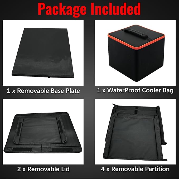Car Trunk Organizer with Cooler Bag, 90L Portable Trunk Cargo Organizer for SUV Truck Sedan, 3 Compartments Collapsible Car Storage Box with Lid, 4 Removable Dividers