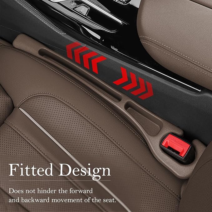 Car Seat Gap Filler 2-Pack, Universal Car Seat Gap Filler Organizer, Seat Gap Plug – Fills Gap Between Seat & Console (Brown)