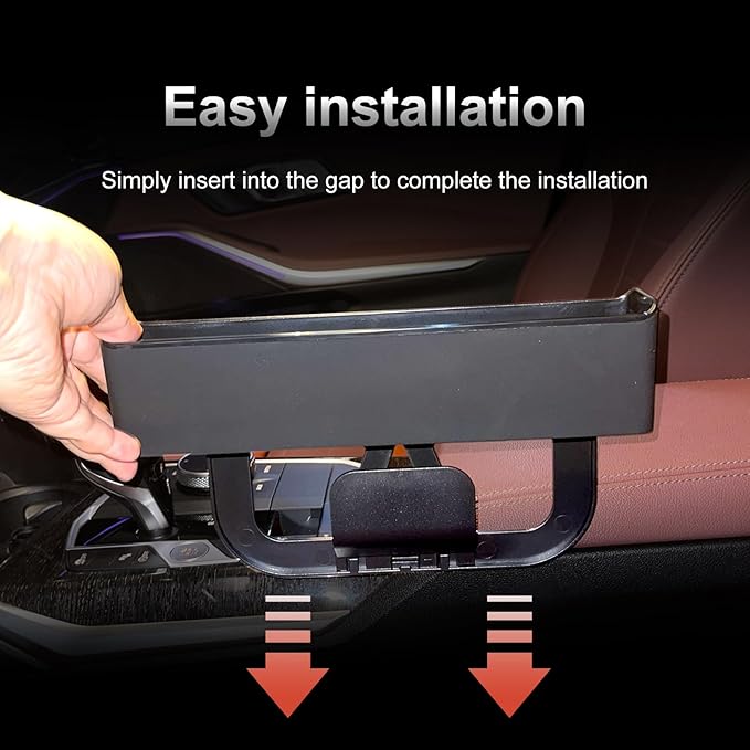2 Pack Car Seat Gap Filler - Tool-Free Install, Large Capacity Organizer, Stops Phone/Keys Falling, Fits Most Cars, SUVs & Trucks