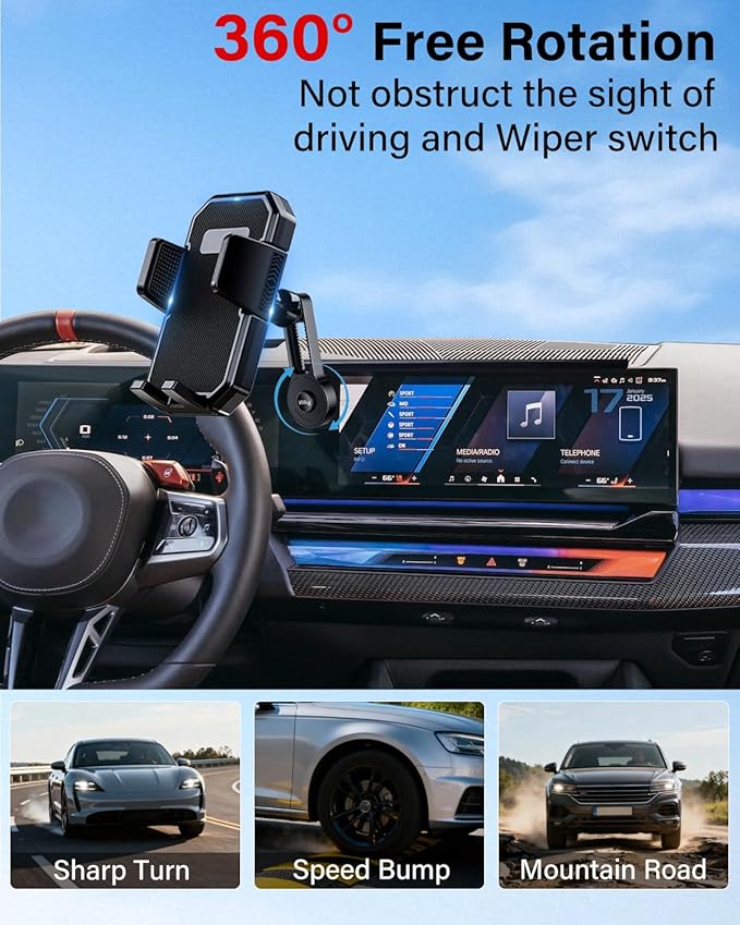 PZK Car Phone Mount for 2024-2026 BMW X5 /BMW X6 /2023 2024 2025 2026 BMW X7 Accessories Custom 14.9-inch Screen Auto Lock Car Phone Holder 360° Rotating Extension Rod Not Affect Air Vent