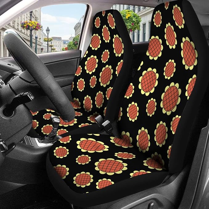 GENANY Sunflower Pattern Car Seat Covers Set of 2, Breathable Front Seat Covers for Truck Sedan SUV, Anime Car Accessories, Anime Gift for Women Men