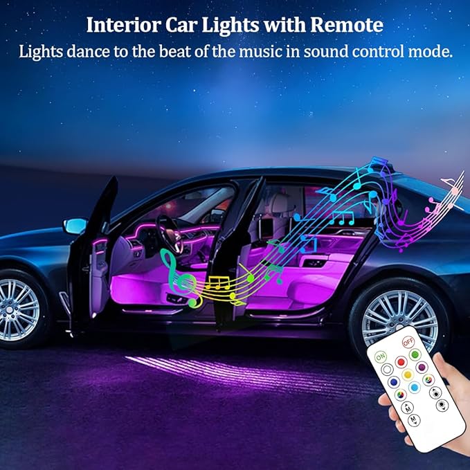 4 PCS Car Led Lights Interior,7 Colors Ambient Lighting Car Interior,USB Rechargeable Car Interior Reading Light,Portable Led Lights for Car
