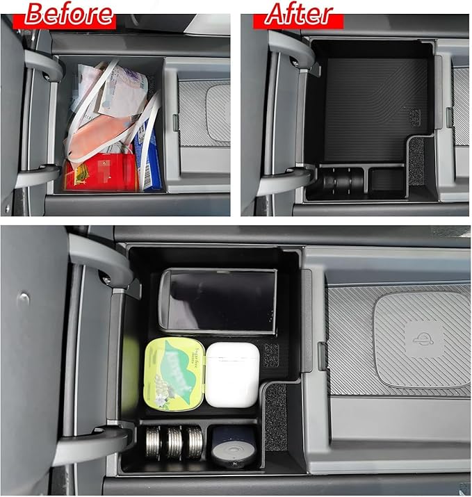 smabee for Kia EV9 2024 2025 2026 3PCS Center Console Cup Holder Insert Rear Center Console Cup Holder Center Console Organizer Accessories (Only for Land AWD, GT-Line AWD)