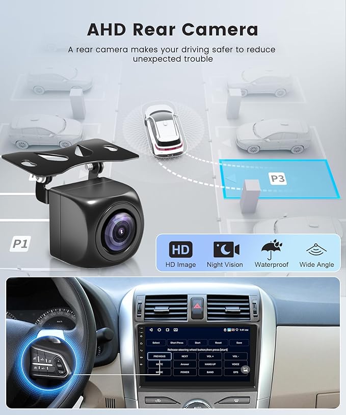 4Core 4G+64G Android 15 Car Radio for Toyota Corolla 2009-2013 Car Stereo Wireless Carplay, Rimoody 9'' HD Touchscreen Mirror Link GPS Navigation 5G-WiFi Bluetooth FM/RDS EQ-32 SWC Backup Camera