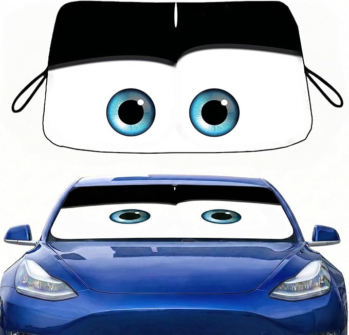 eygeufg Windshield Shade, Car Sun Shade for Front Windshield (Black, Tesla Model Y/3)