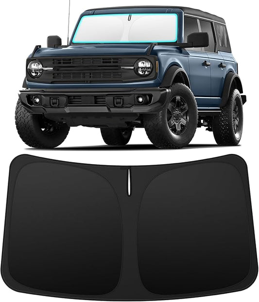 INSAUTO Custom Fit Windshield Sun Shade Accessories for Ford Bronco 2021-2026 (Bronco Sport Not Fit), Foldable Front Window Sunshade, UV & Heat Reflector, Keeps Interior Cool, Includes Storage Bag