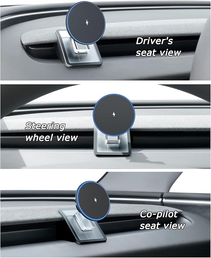 for Tesla Phone Charger Mount Compatible with 2025-2026 Model Y Juniper and 2024-2026 Model 3 Highland, 360° Adjustable, No Tool Installation Required, Anti-Shake Mount Fit for All Smartphones