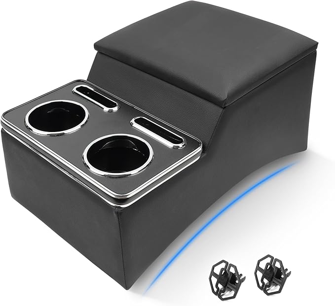 Upgraded Center Console, Truck Bench Front Seats Center Console Organizer and Storage, Cup & Phone Holder for Minivan, SUV, Middle Van