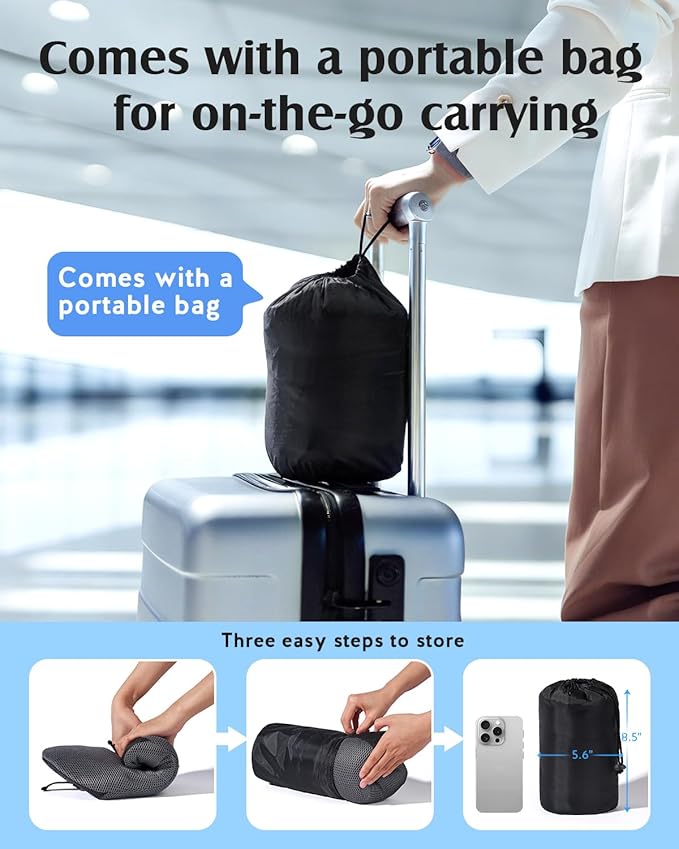 YFONG Lumbar Support Pillow for Car & Office Chair, Memory Foam Back Cushion with Adjustable Straps Non-Slip, Firm Support for Lower Back Pain Relief, Grey