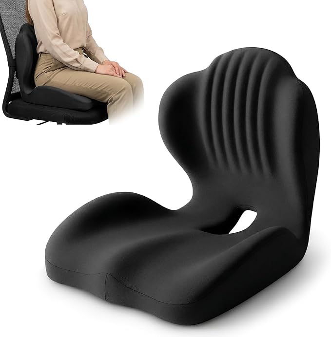Office Chair Cushion for Tailbone & Back Pain Relief, Strong Lumbar Support Ergonomic Cushions, Comfortable Memory Foam Cushion for Pain Relief, Suitable for Office Chairs, Home Chairs, Car