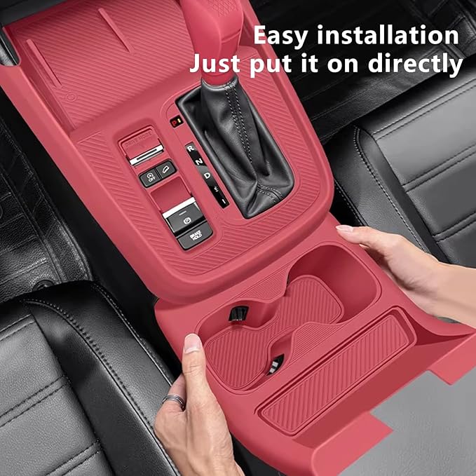 Temmis Center Console Silicone Organizer with Cup Holder for Honda CRV 2023-2026 (Gasoline Version), Full-Wrap Center Consel Electrostatic adsorption Cover for Honda CRV-Red