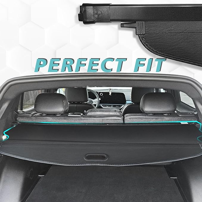 BestEvMod Retractable Trunk Cargo Cover Compatible with Chevrolet Equinox EV 2026 2025 2024 Interior Accessories Black Rear Trunk Cargo Shield Privacy Cover