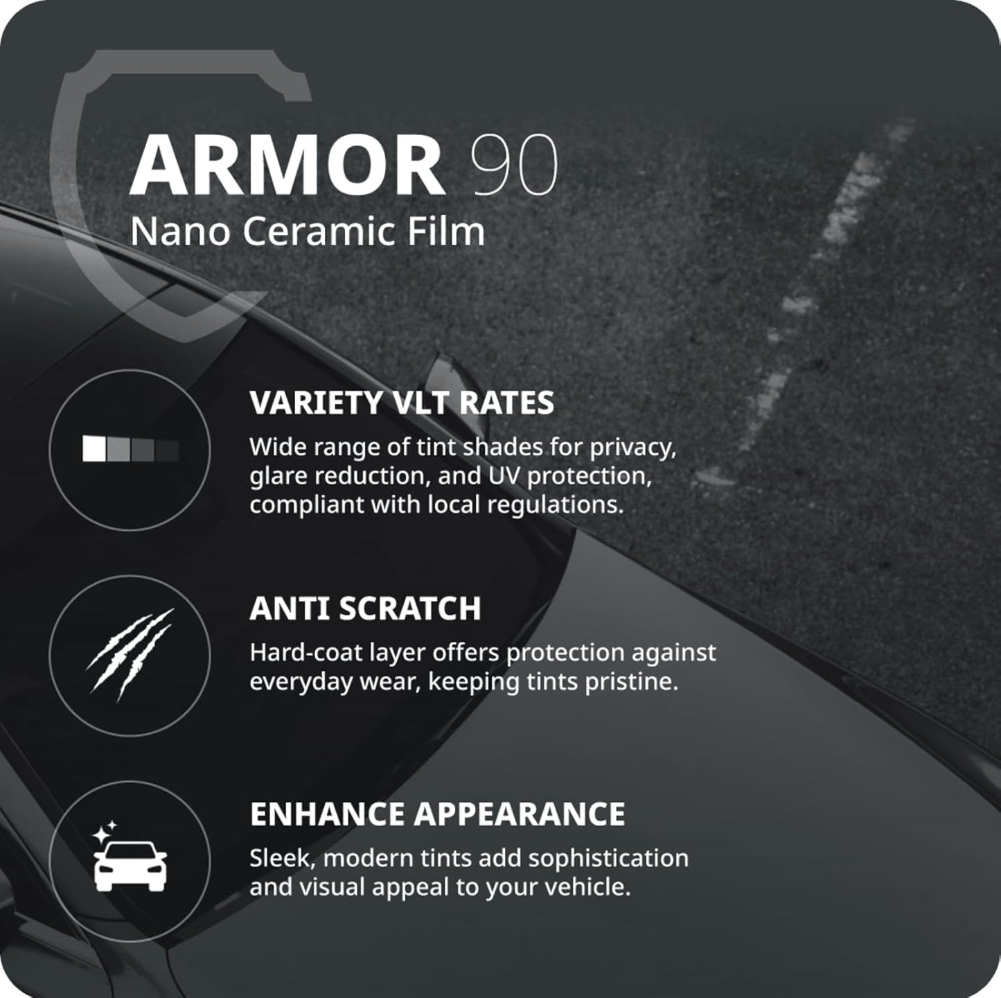 Nano Ceramic Window Tint Film for Cars - 2 Ply Scratch Resistant with Heat Control and UV/IR Rejection (20% VLT, 20inx100ft), OWFCR-10006