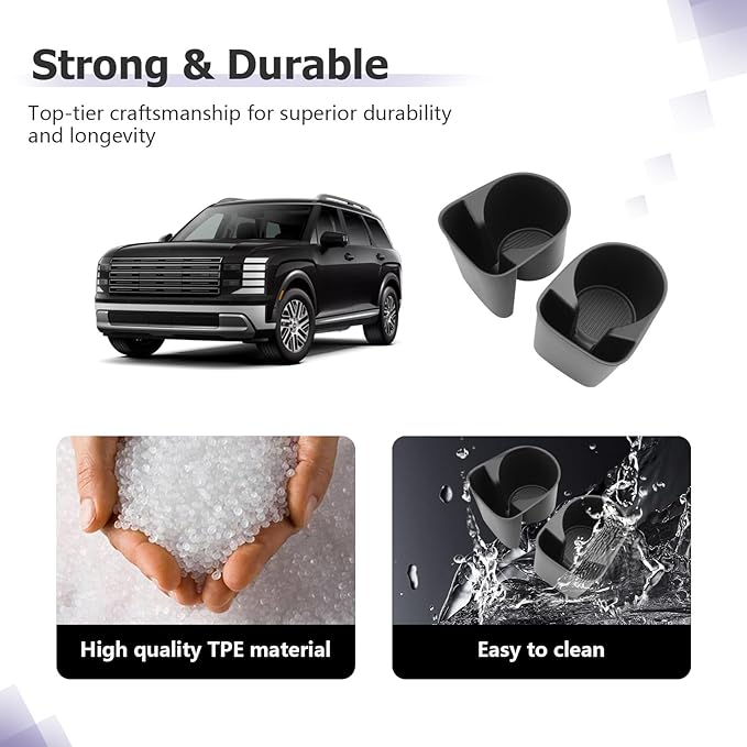 LUWU 2026 Palisade Accessories Compatible with 2026 Palisade SE/SEL/XRT/Limited/Calligraphy Accessories Center Console Silicone Cup Holder&Wireless Charging Mat&Rear Cup Holder 4PCS(Only for 7-Seat)