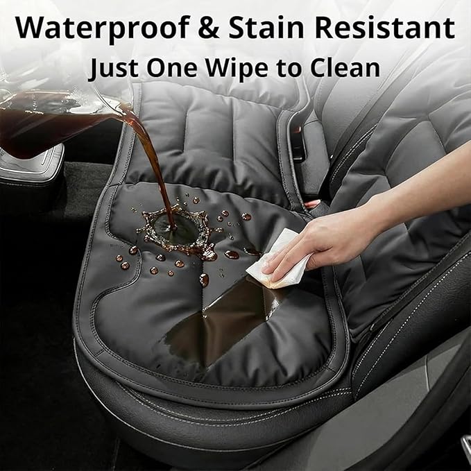 Skin-Friendly & Dirt-Repellent Leather Seat Cushions, 2026 Car Seat Cushion for Driving, 1.57" Thick Comfort Seat Protector, Universal Non-Slip Memory Foam Pad for Car (White, Front Seat Cushion)